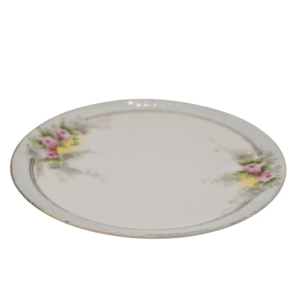 Vintage Meito China Bread Plate Bone‎ China Blue Pink Hand Painted Floral Japan